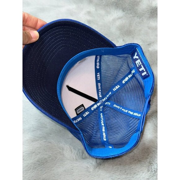 YETI Trucker Hat Snap Back Blue Red White - Picture 3 of 8